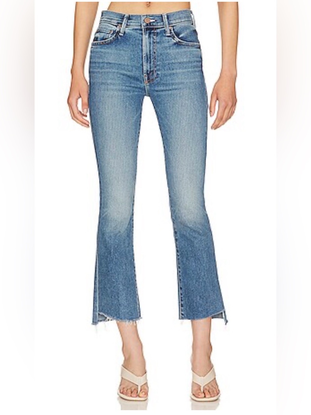 EUC Mother the Insider Crop Step Fray Jeans in Juicin’